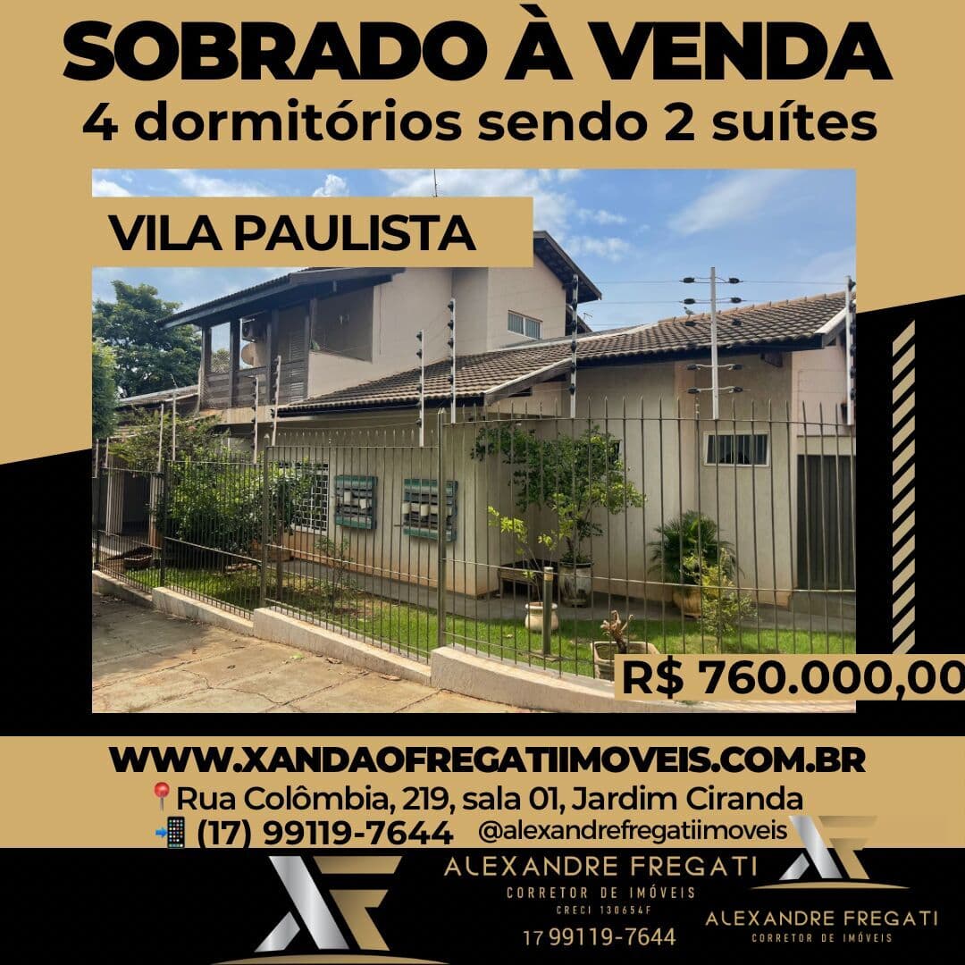 Sobrado em Bebedouro - Vila Major Cícero de Carvalho