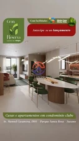 Apartamento em Parque Santa Rosa, Suzano/SP 3 dorms com quintal de 43,10metros . 65,7m²