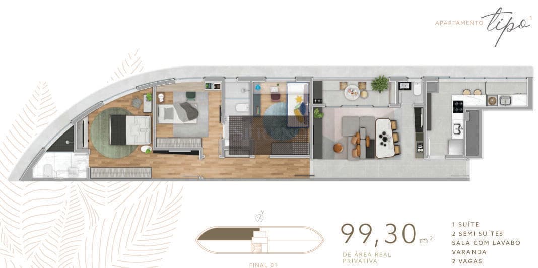 Apartamento alto padrão 03 quartos em construção a venda, 99,30 m2, 01 suíte, alto com vista, lazer, 02 vagas, entrega em dez 2026, Vale do sereno, Nova Lima, MG.