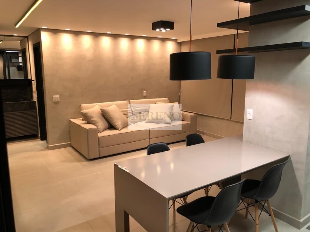 Apartamento de luxo 01 suíte mobiliado e decorado a venda, 50 m2, DCE, lazer, 01 vaga no Vila da Serra, Nova Lima, MG.