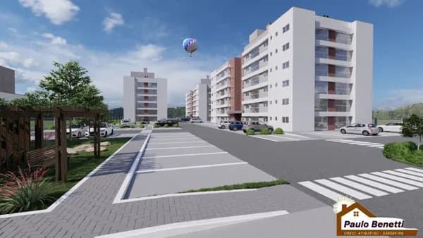 "62,39 m² Apartamentos - 2 dormitórios, sendo 1 suíte, um banheiro Social"