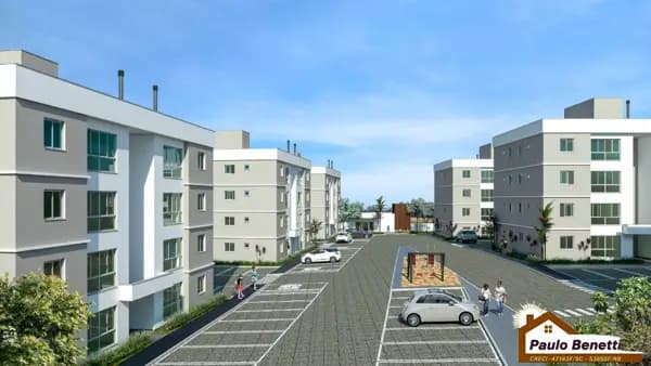 "48,37 m² Área Privativa - Apto 2 dormitórios, 1 banheiro social - 1 box descoberto"