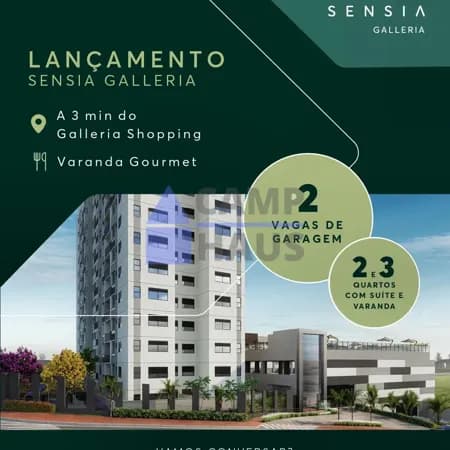 Sensia Galleria - Apartamento de 2 a 3 Quartos em Campinas - 1 e 2 vagas de garagem - Suíte e varanda.
