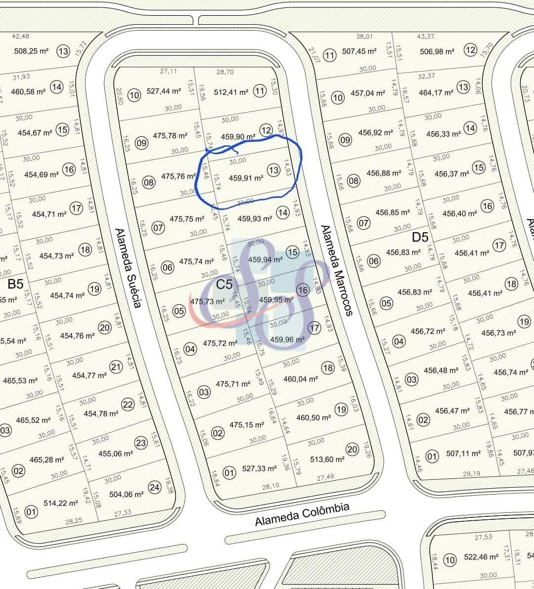Terreno com 459,91m² na Cidade Alpha