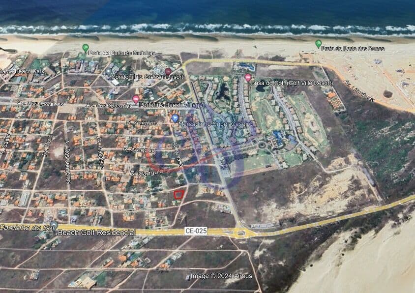 Terreno de esquina com vista para o mar no Porto das Dunas.