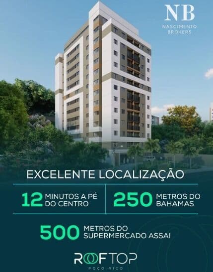 Apartamento studio no bairro Poço Rico, em Juiz de Fora-MG