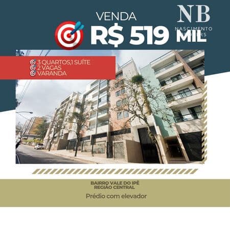 Apartamento para venda possui 92 metros quadrados com 3 quartos em Vale do Ipê - Juiz de Fora - MG
