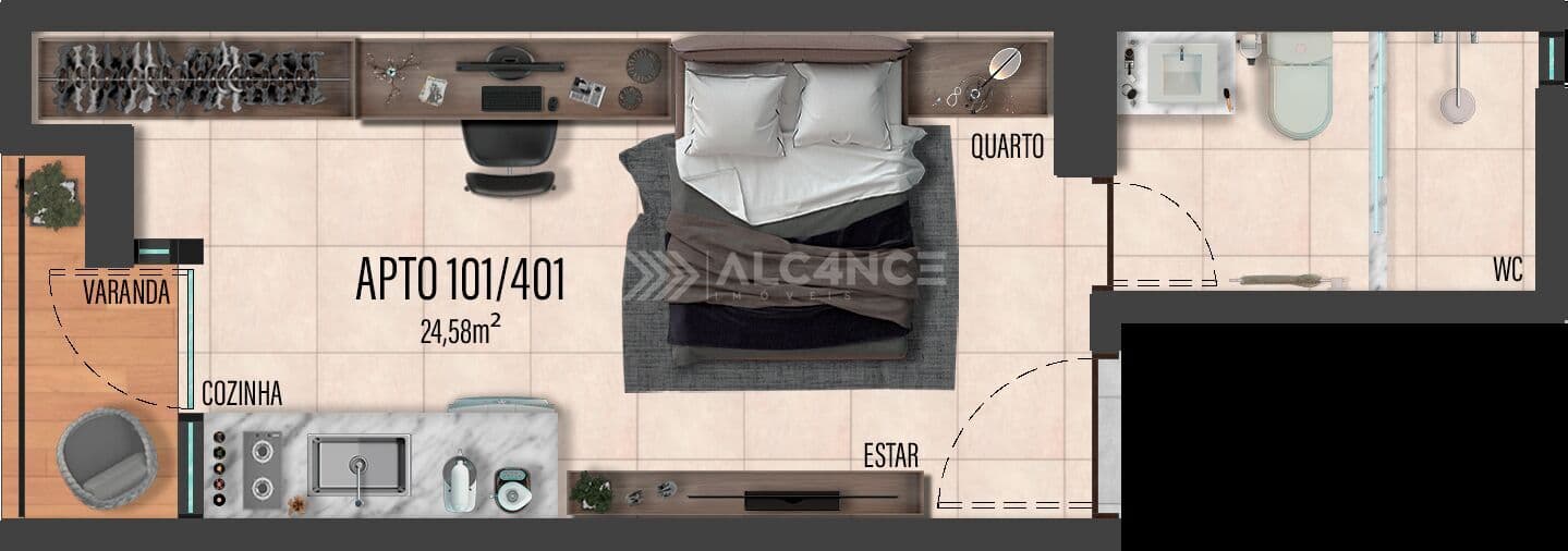 Flat - 24,58m² - Intermares, Cabedelo/PB