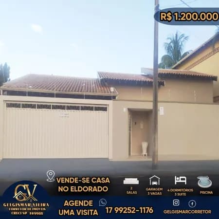 🏡 VENDE-SE CASA NO PARQUE RESIDENCIAL ELDORADO - BEBEDOURO - SP 🏡