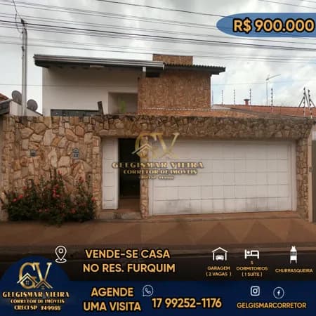 🏡 VENDE-SE CASA NO PARQ. RES. IRMÃOS FURQUIM – BEBEDOURO 🏡