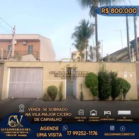 🏡 VENDE-SE SOBRADO NA VILA MAJOR CICERO DE CARVALHO – BEBEDOURO 🏡