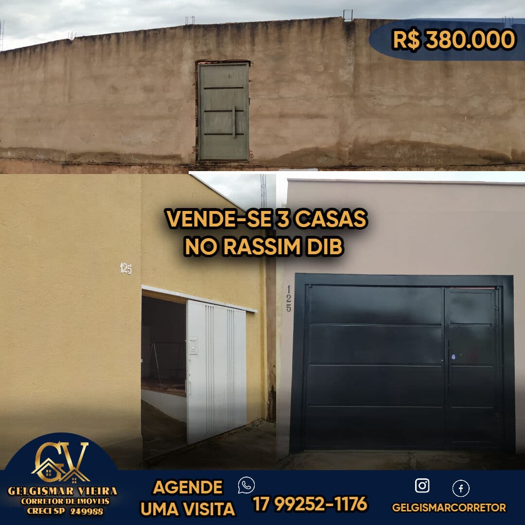 🏡 VENDE-SE 3 CASAS NO RASSIM DIB - BEBEDOURO - SP🏡