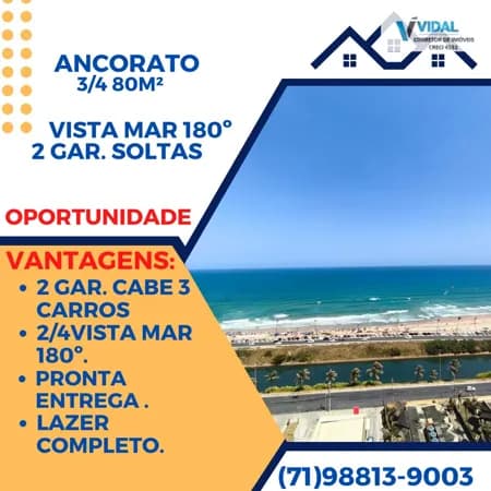 3/4 vista mar, Lazer competo, 2 Garagens soltas Ancorato , Ocean, Beach Class oportunidade