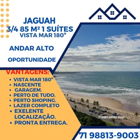 Jaguah 3/4 Suite, Nascente Vista mar Espetacular, 100% Pastilhado Lazer completo Financia