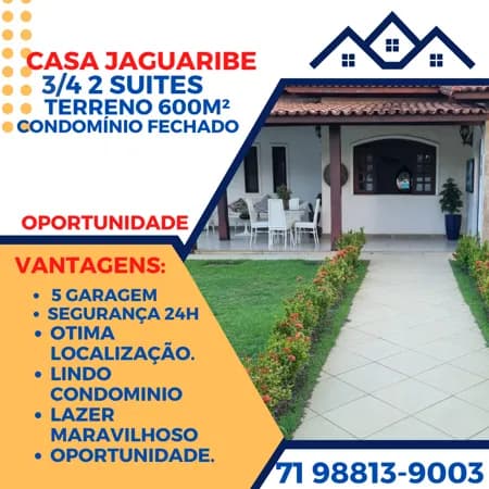 Casa 3/4 terrea 600M² terreno condominio fechado 10 garagens 100 M do mar, oportunidade
