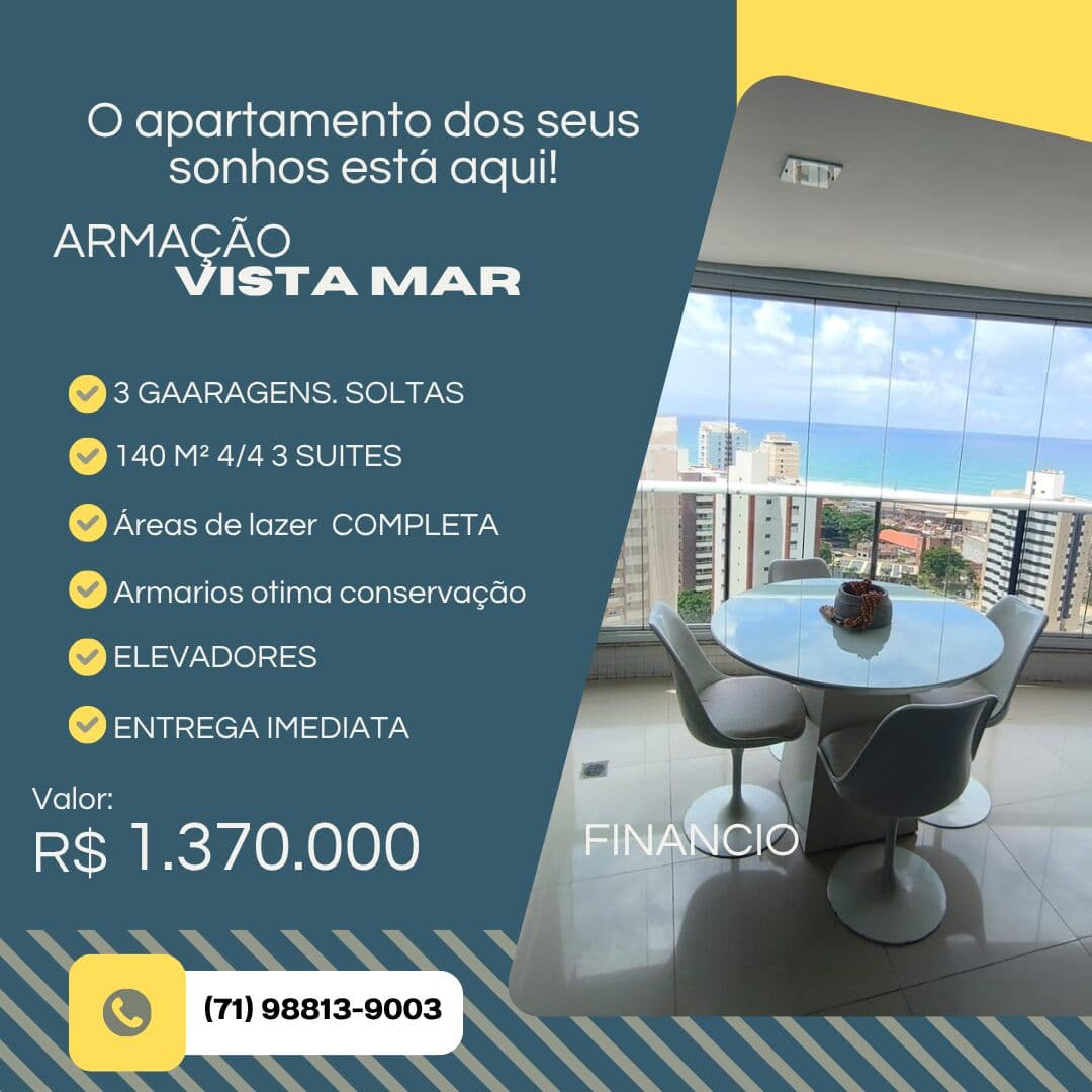 3/4 3 suítes, 140 M² varandão, 3 garagens SOLTAS no ponto mais alto de armação armarios de otima qualidade