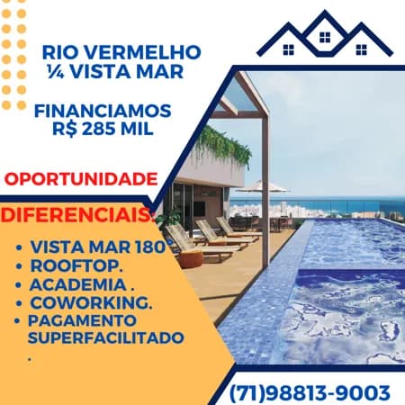 1/4 Studio vista mar, lazer completo pagamento superfacilitado oportunidade
