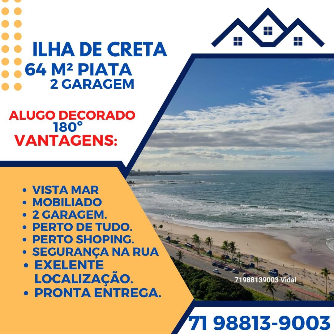 Ilha de Creta 2/4 Suite, Alugo Mobiliado Vista mar Espetacular, 100% Pastilhado Lazer completo
