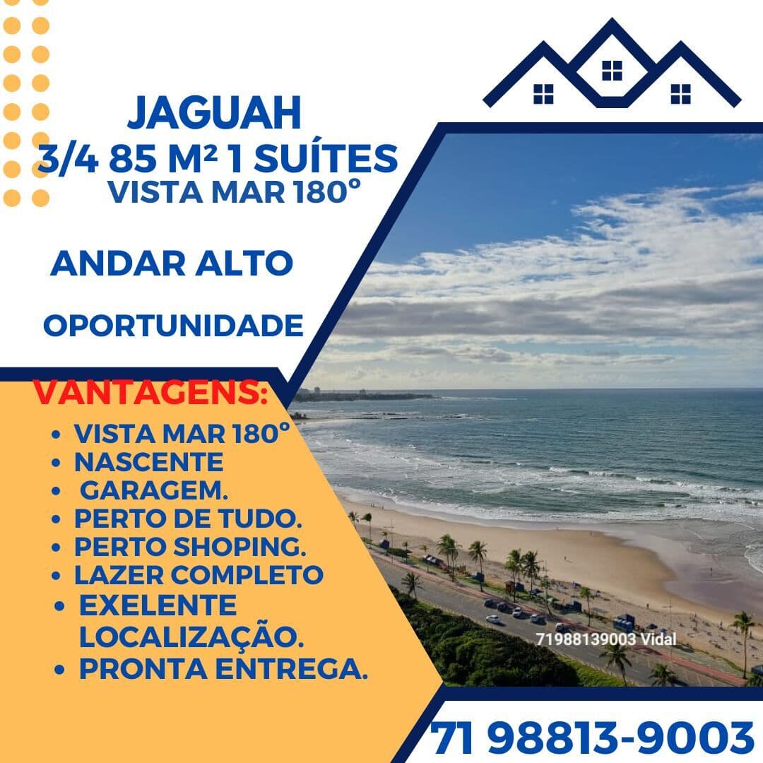Jaguah 3/4 Suite, Alugo Mobiliado Vista mar Espetacular, 100% Pastilhado Lazer completo