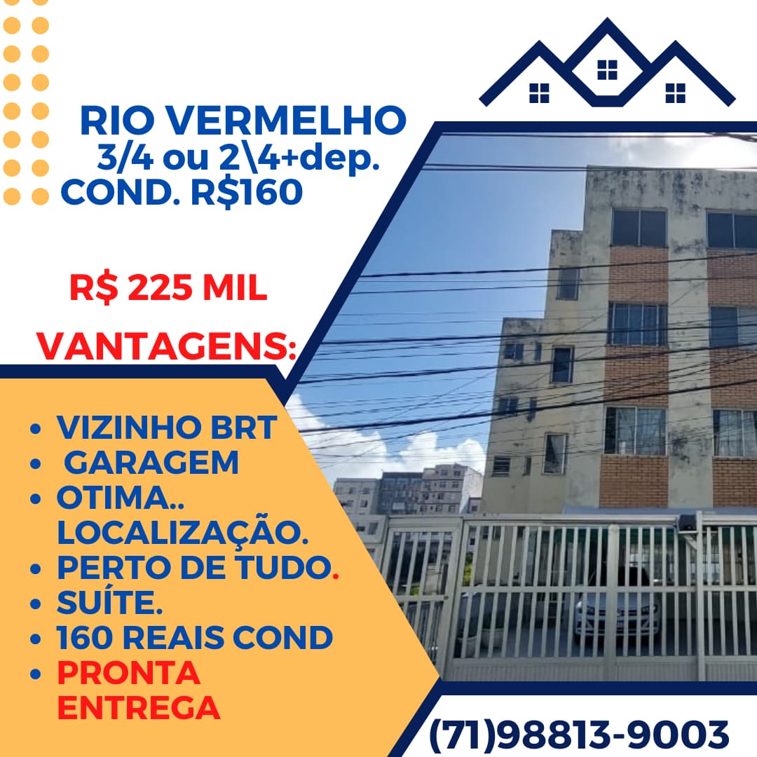 3/4 total garagem, 70 M² Rio Vermelho, Amaralina, Ondina, Pituba oporunidade