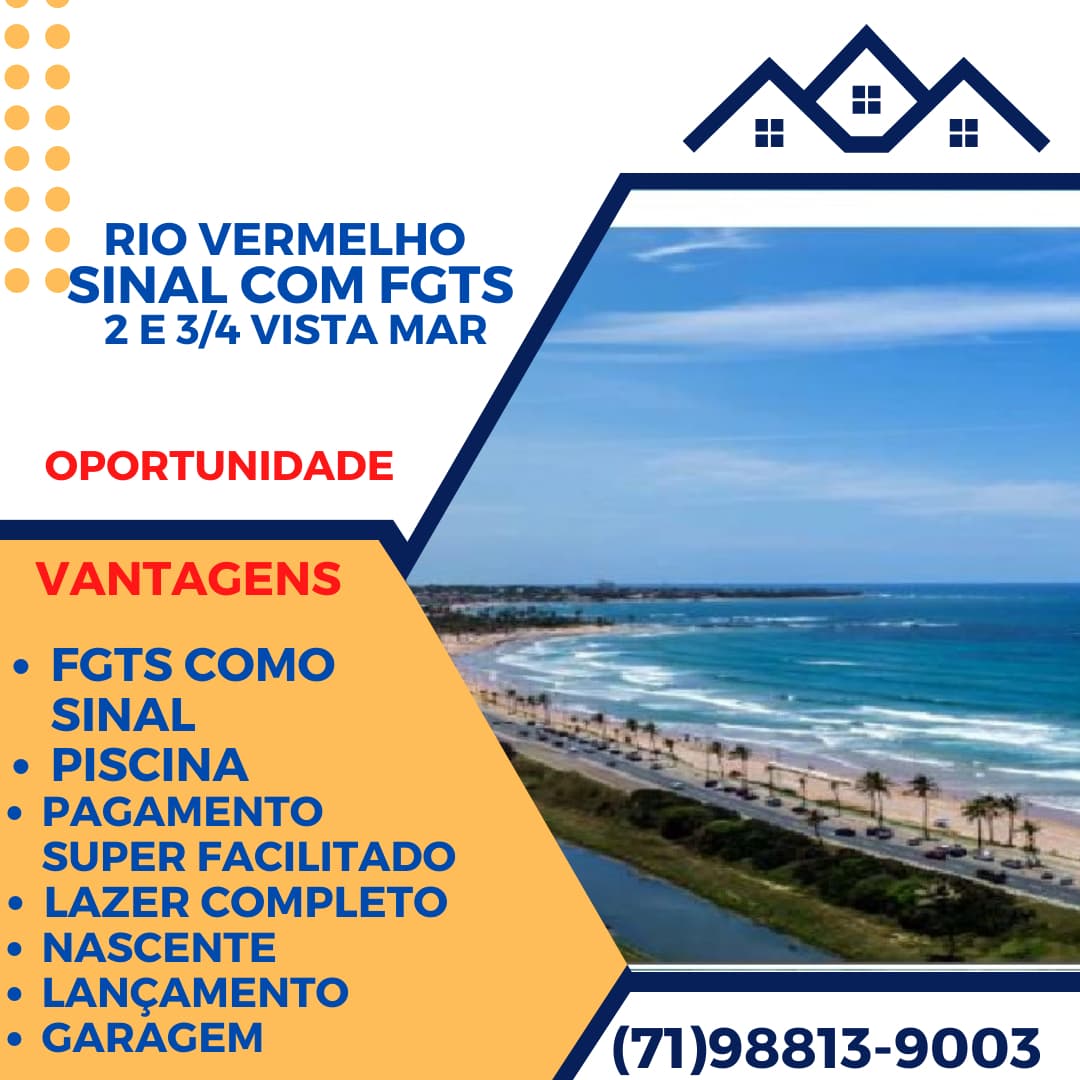 2/4 com 49 M², Vista mar espetacular 1 Suítes Rio Vermelho, amaralina,Pituba,Ondina