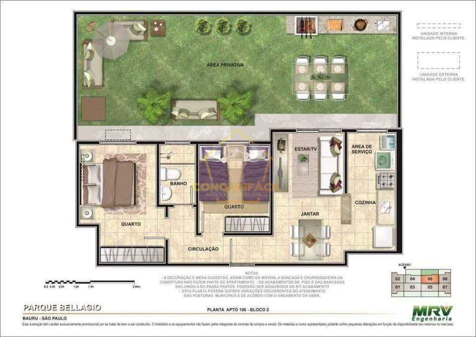 Apartamento no Condominio Bellagio com área de lazer completa