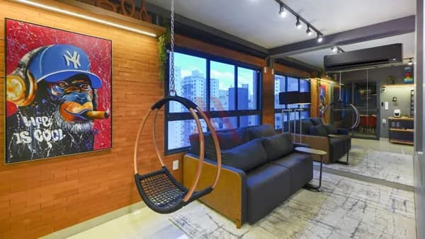 Apartamento 1 suíte mobiliado e decorado com automação disponível para venda no Ritimo Bueno
