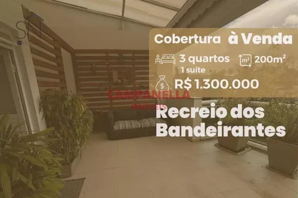 COBERTURA, 03 QUARTOS, TERRAÇO, 03 VAGAS, RECREIO RJ