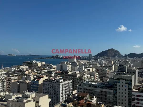 Apartamento varanda, sala, 02 quartos, suíte, dependências, 2 vagas, Leme RJ