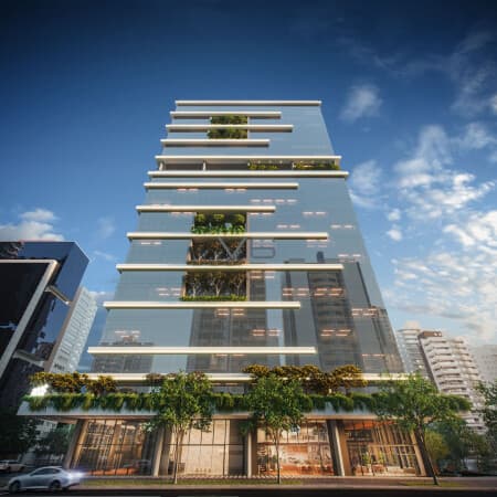 Apartamento padrão com 1 quarto, 48m² privativos, 1 vaga de garagem, no Cabral, Curitiba - PR.