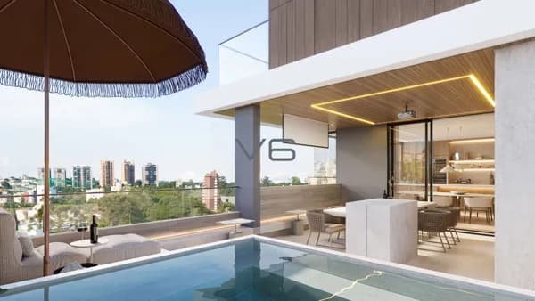 Cobertura Duplex, com 3 suítes, 260,55 m² privativos, 3 vagas de garagem, no Cabral, Curitiba - PR.