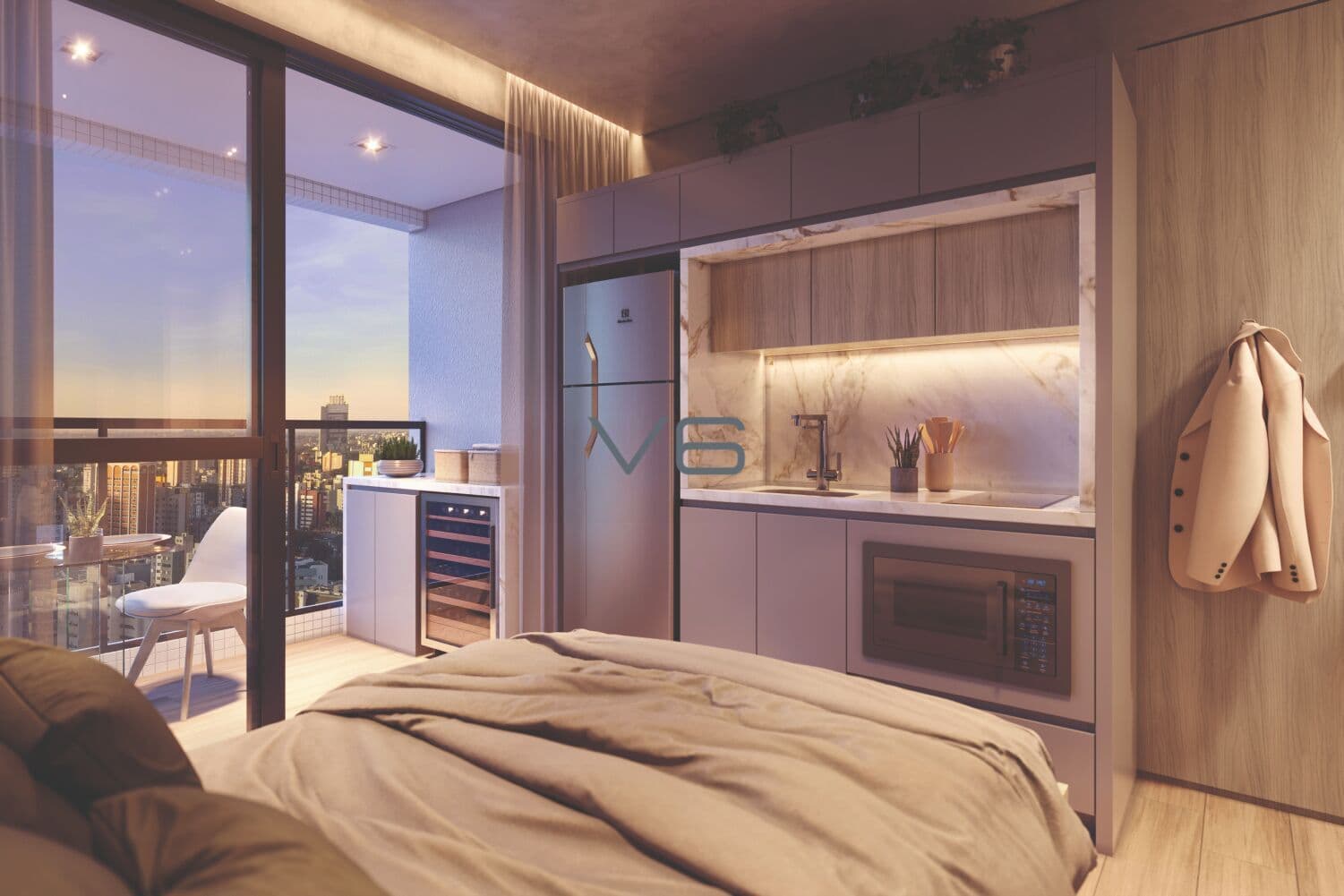 Apartamento Studio de 23,75m² privativos, no Centro, Curitiba - PR.