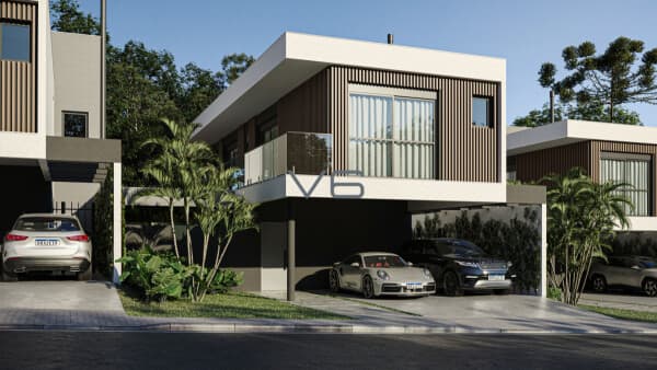 Casa alto padrão com 4 suítes, 256m² privativos, 4 vagas de garagem, no Santo Inacio, Curitiba - PR.