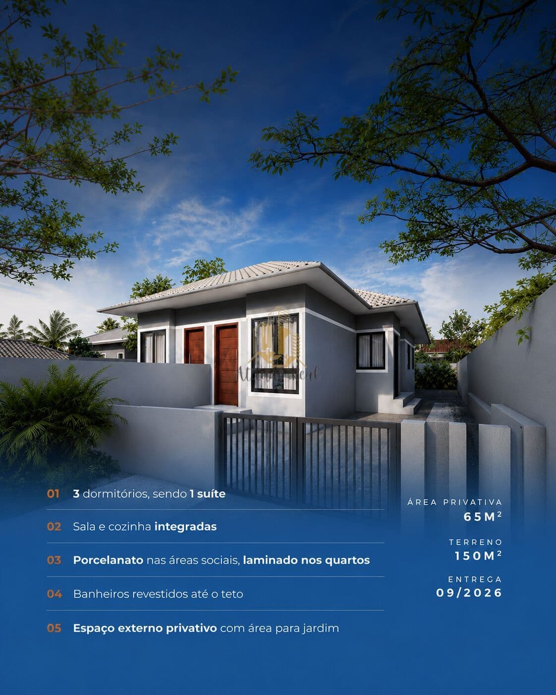 Casa geminada, 03 quartos, sendo uma suíte, à venda no bairro Guarda do Cubatão - Palhoça/SC