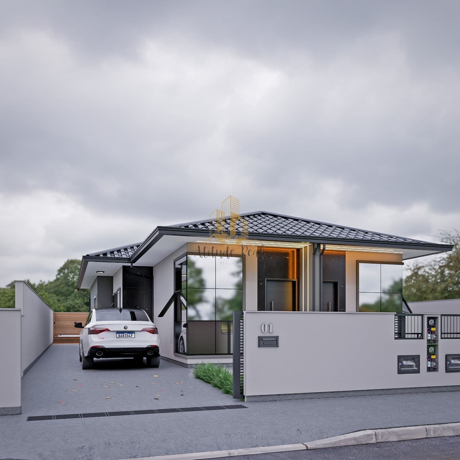 Casas geminadas em construção, em Guarda do Cubatão, Palhoça/SC