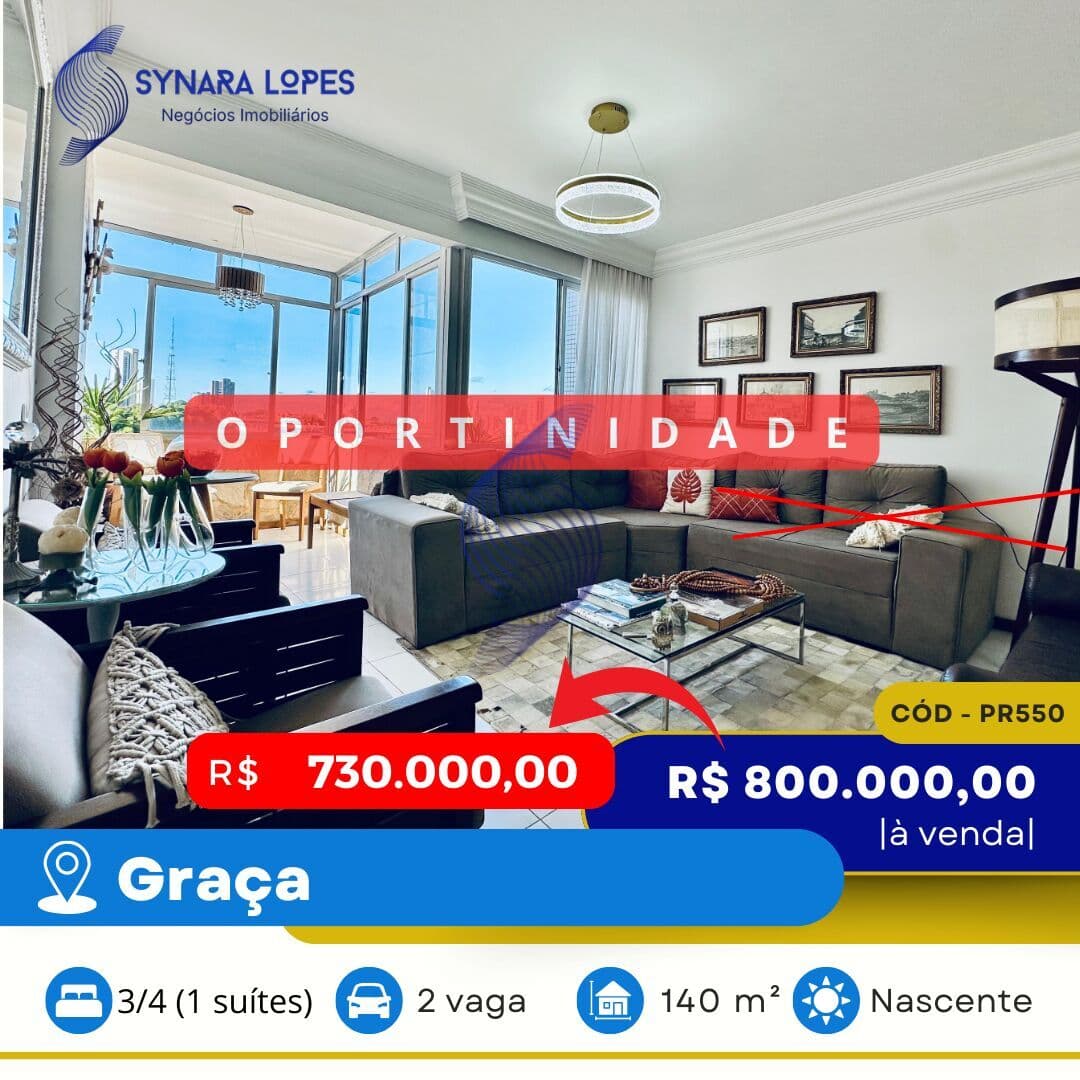 VENDO APARTAMENTO 140 M² | 03 QUARTOS | EDIFÍCIO PAULO | GRAÇA | SALVADOR | BAHIA