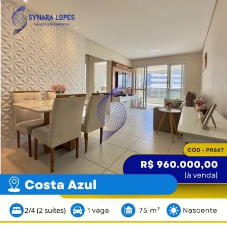 VENDO APARTAMENTO 75 M² | 02 QUARTOS | EDIFÍCIO MIRAMAR | COSTA AZUL | SALVADOR | BAHIA