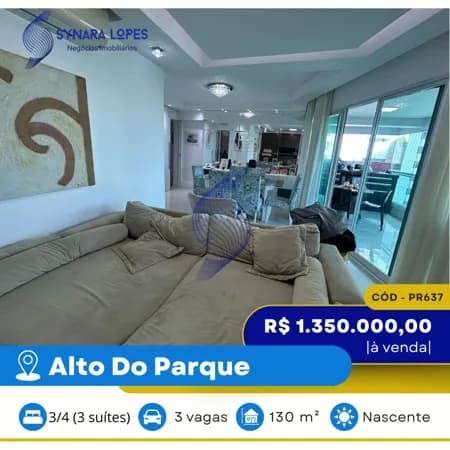 VENDO APARTAMENTO 130 M² | 03 QUARTOS | EDIFÍCIO CHATEAU DU PARC | ALTO DO PARQUE | SALVADOR | BAHIA