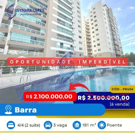 VENDO APARTAMENTO 181 M² | 04 QUARTOS | BARRA PORTO | BARRA | SALVADOR | BAHIA