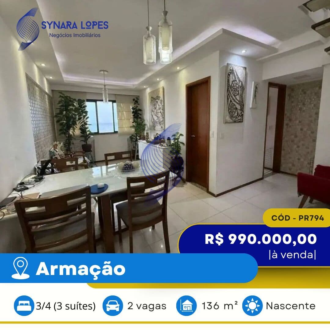 VENDO COBERTURA 136 M² | 03 QUARTOS | EDIFÍCIO COSTA DO MAR | ARMAÇÃO | SALVADOR | BAHIA