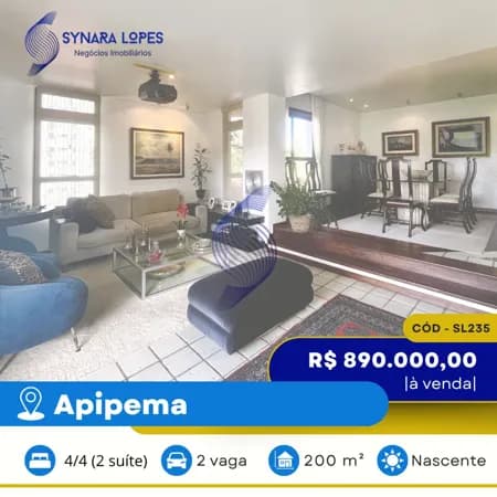 VENDO APARTAMENTO 200 M² | 04 QUARTOS | APIPEMA I SALVADOR | BA