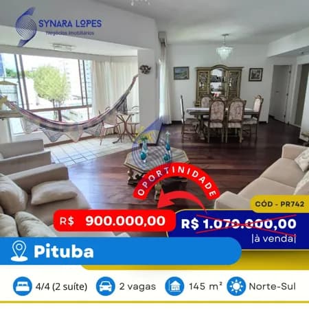 NDO APARTAMENTO 145 M² | 04 QUARTOS | EDIFÍCIO MÁXIMO | PITUBA | SALVADOR | BAHIA