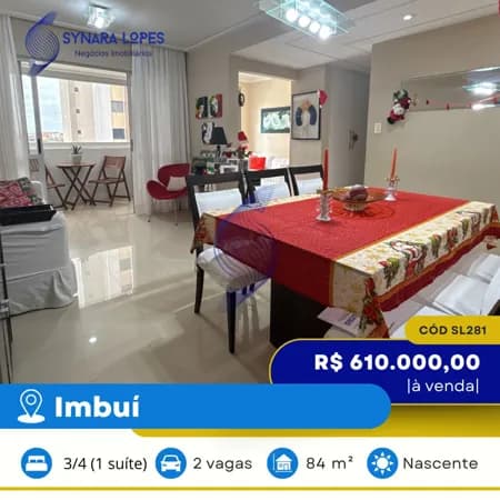VENDO APARTAMENTO 84 M² | 03 QUARTOS | LAGOA DO ABAETÉ | IMBUÍ | SALVADOR | BAHIA