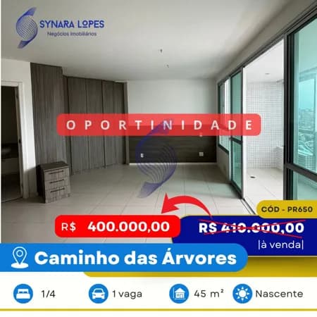 VENDO APARTAMENTO 45 M² | 01 QUARTO | MUNDO PLAZA | CAMINHO DAS ÁRVORES | SALVADOR | BAHIA