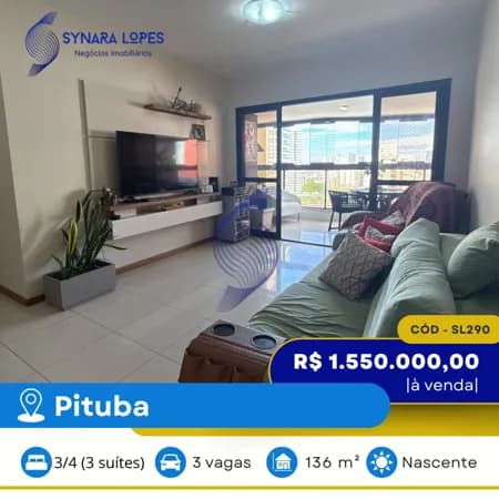 VENDO APARTAMENTO 136 M² | 03 QUARTOS | MANSÃO AQUARIUS MARCIAL | PITUBA | SALVADOR | BAHIA