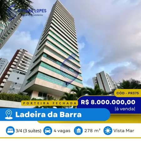 VENDO APARTAMENTO 278 M² | 03 SUÍTES | VILLA SANTO ANTÔNIO | LADEIRA DA BARRA | SALVADOR | BAHIA