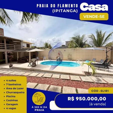 VENDO CASA 4 QUARTOS - 500 M² TERRENO – PRAIA DO FLAMENGO / IPITANGA – SALVADOR - | BA