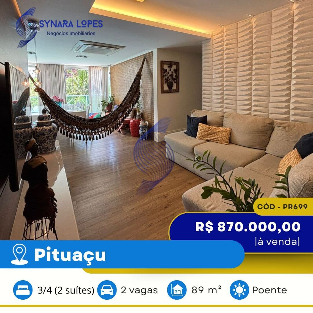 VENDO APARTAMENTO 89 M² | 03 QUARTOS | RESIDECIAL MÁRIO CRAVO | PITUAÇU | SALVADOR | BAHIA