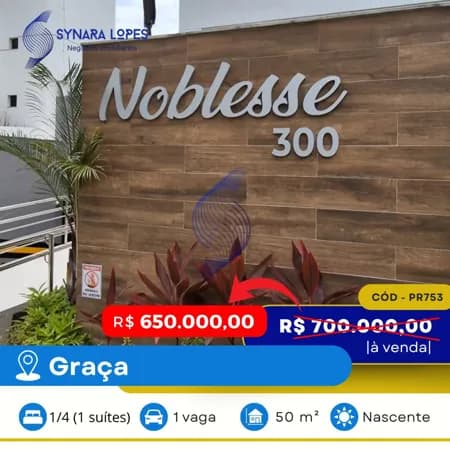 VENDO APARTAMENTO 50 M² | 01 QUARTO | EDIFÍCIO NOBLESSE | GRAÇA | SALVADOR | BAHIA
