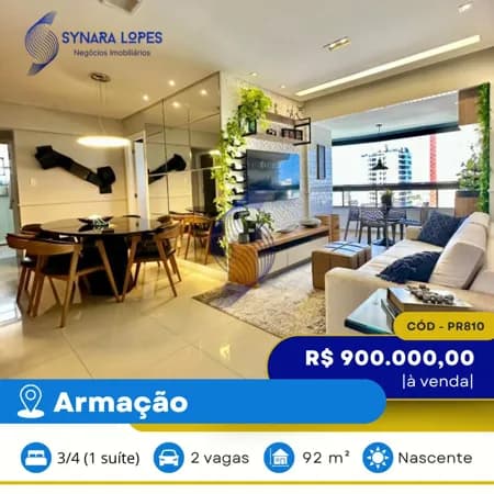 VENDO APARTAMENTO 92,50 M² | 03 QUARTOS | EDIFÍCIO COSTA DOS CORAIS | ARMAÇÃO | SALVADOR | BAHIA